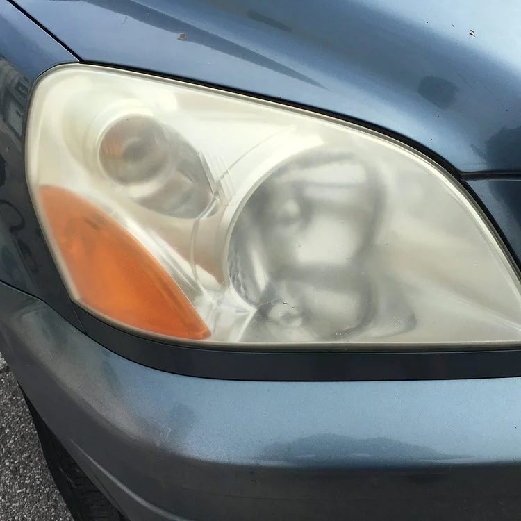 Oxidized, hazy headlight before restoration