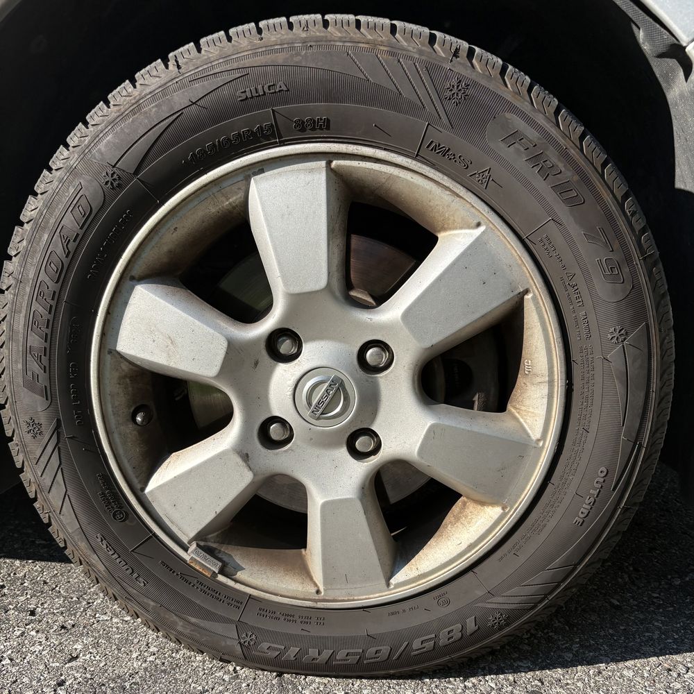 Dusty, brake-dust covered wheel before detailing
